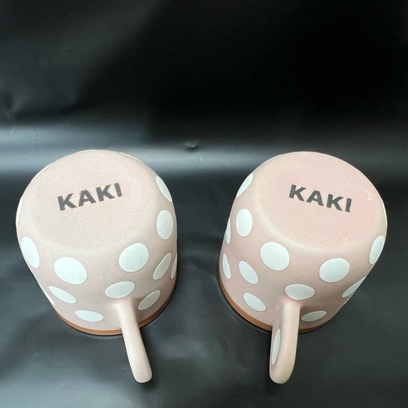 KAKI Espresso Cups Set of 2-3 Ounce Clay Espresso Cups Pink with White Polka Dot - Picture 4 of 6